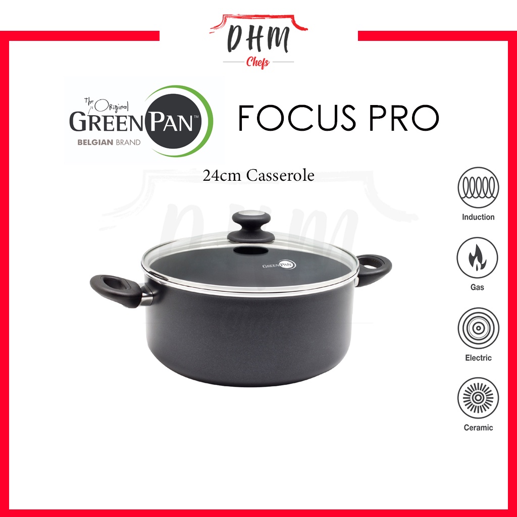 GreenPan 24cm Focus Pro Casserole with Lid Stock Pot Induction