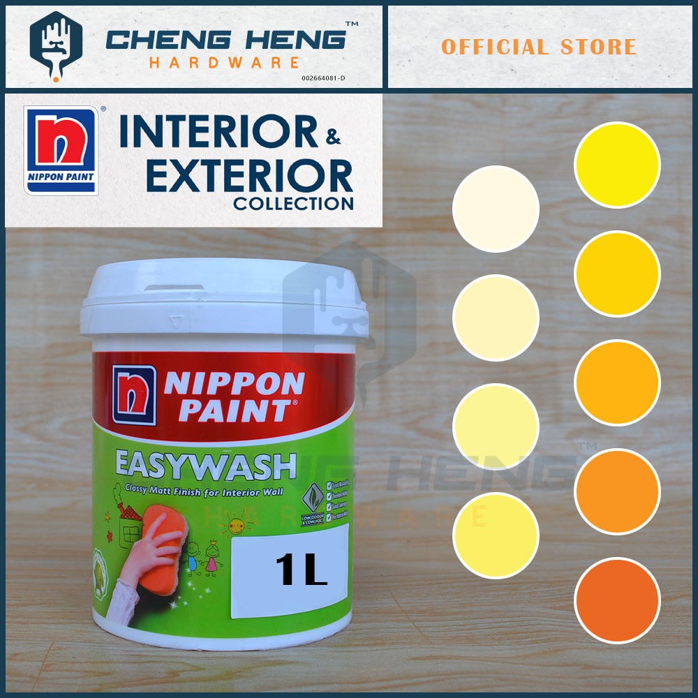 A [READY STOCK] Cat Dalaman YellowOrange 1L Nippon Paint Easy Wash