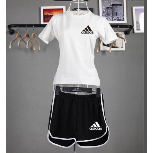 womens adidas shorts and top set