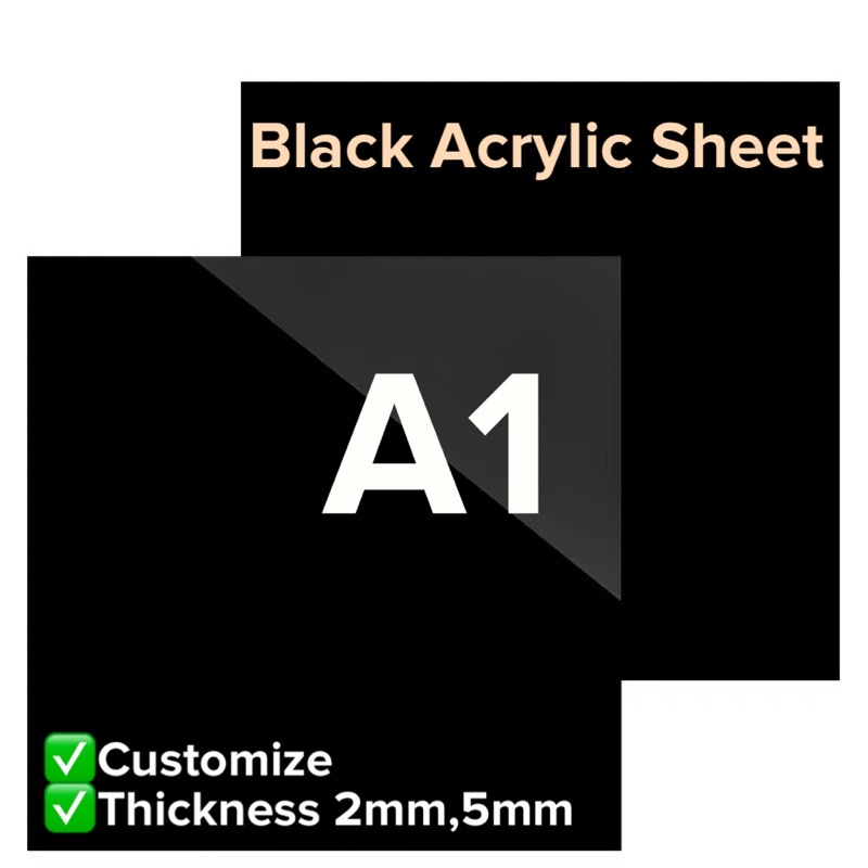 Black Color Acrylic Sheet A1 Size ( 594mm width x 841mm length ...