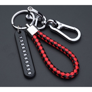 【Ready Stock】Car Keychain Anti-lost Phone Number Ornaments Diy Anti-drop Key Chain Mobile phone number key braided rope pendant keychain
