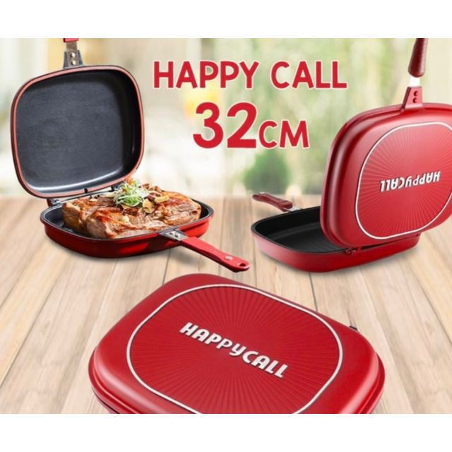 ?READY STOCK? HAPPY CALL PEMANGGANG AJAIB 32cm Jumbo Non Stick Double Sided Foldable Grill Frying Pan BBQ High Quality