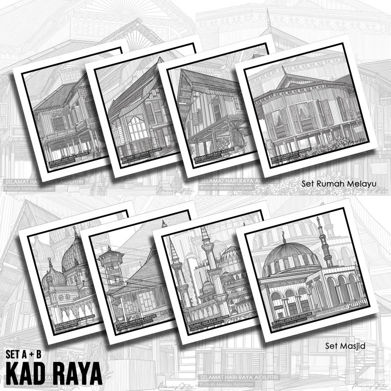 Poskad / Kad Raya 2021  Malaysia Sketch edition by Mimsieystudio 