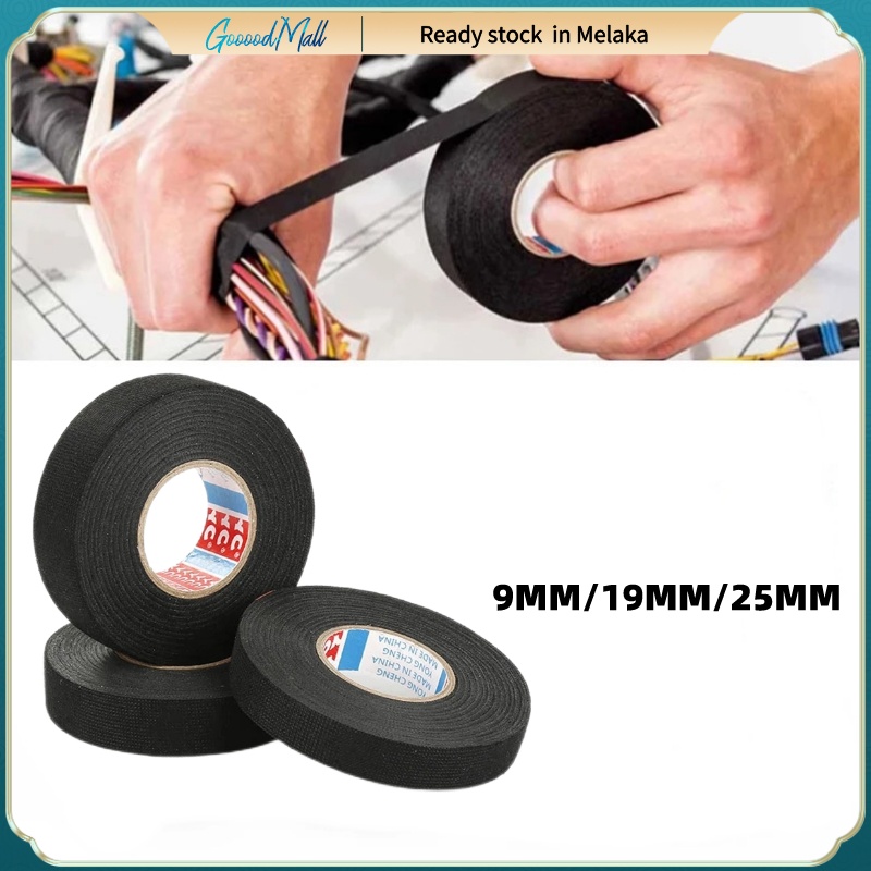 Wire Tape 9mm 19mm 25mm Black Tape Wiring for Car Cable Harness Wiring Loom Protection 15M Heat Insulation Tape