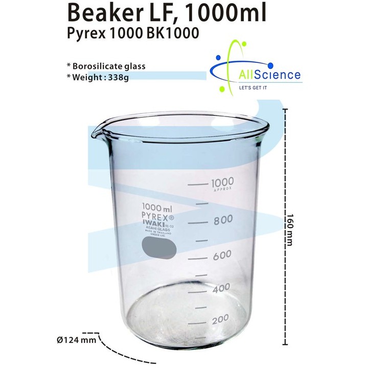 Beaker Borosilicate Glass 1000ml 00ml Pyrex Iwaki Shopee Malaysia