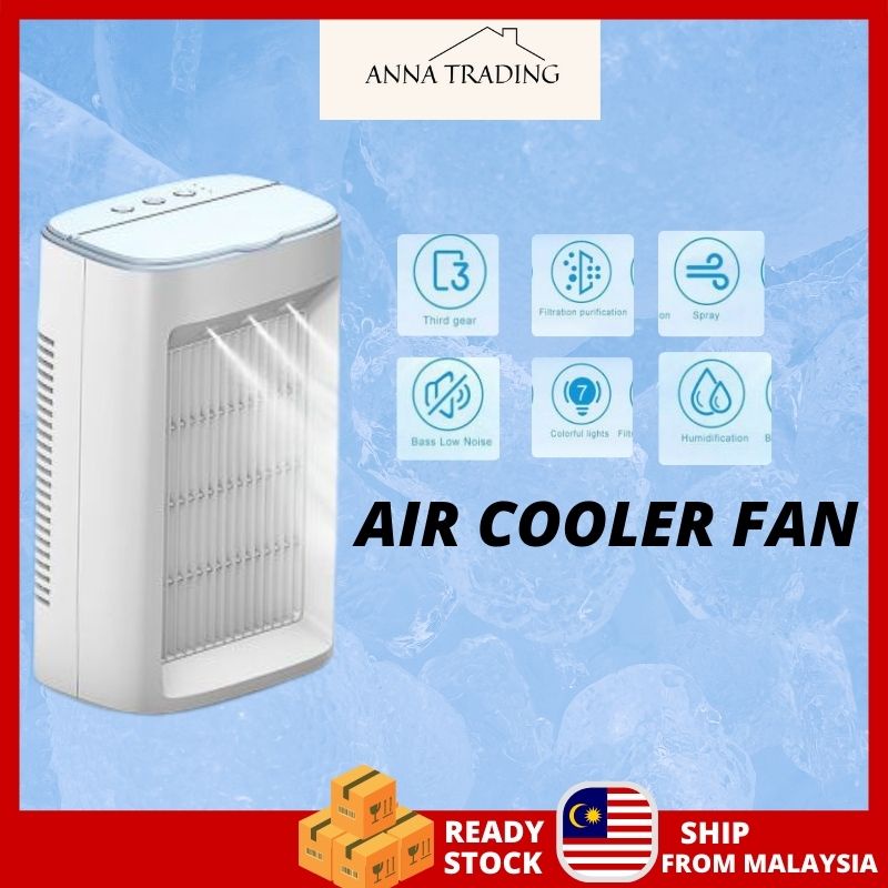 🔥Ready stock🔥 Portable Air Conditioner Fan, Mini Evaporative Air Cooler With 3 Spray Modes Fan (White) Penghawa dingin .