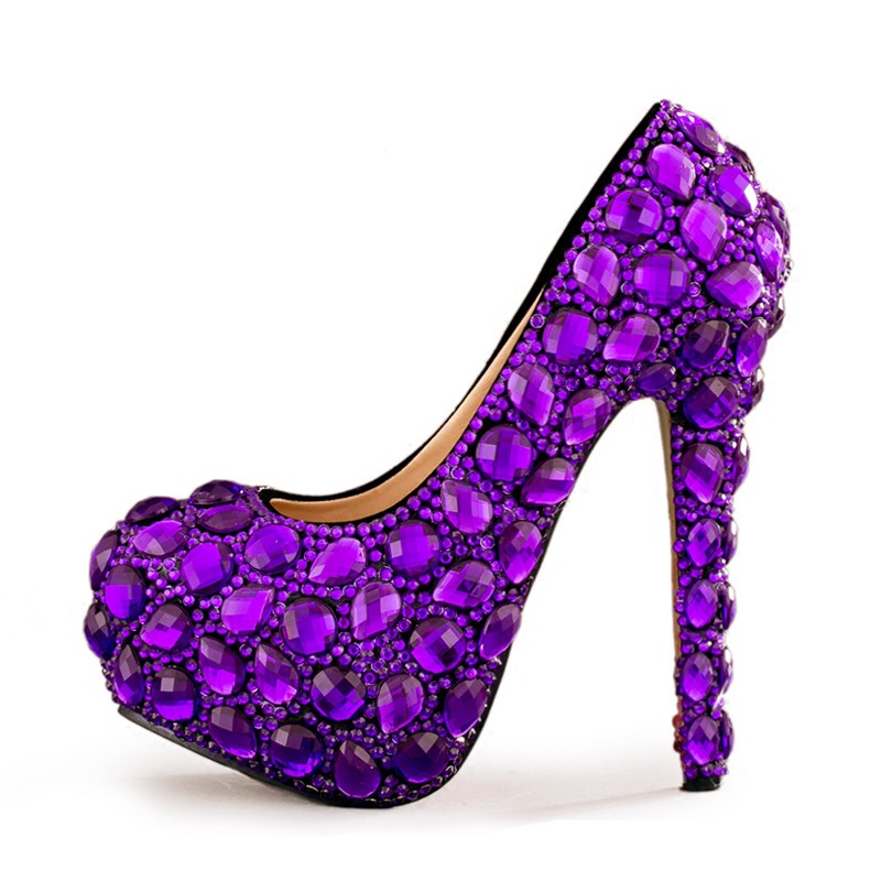 purple rhinestone shoes