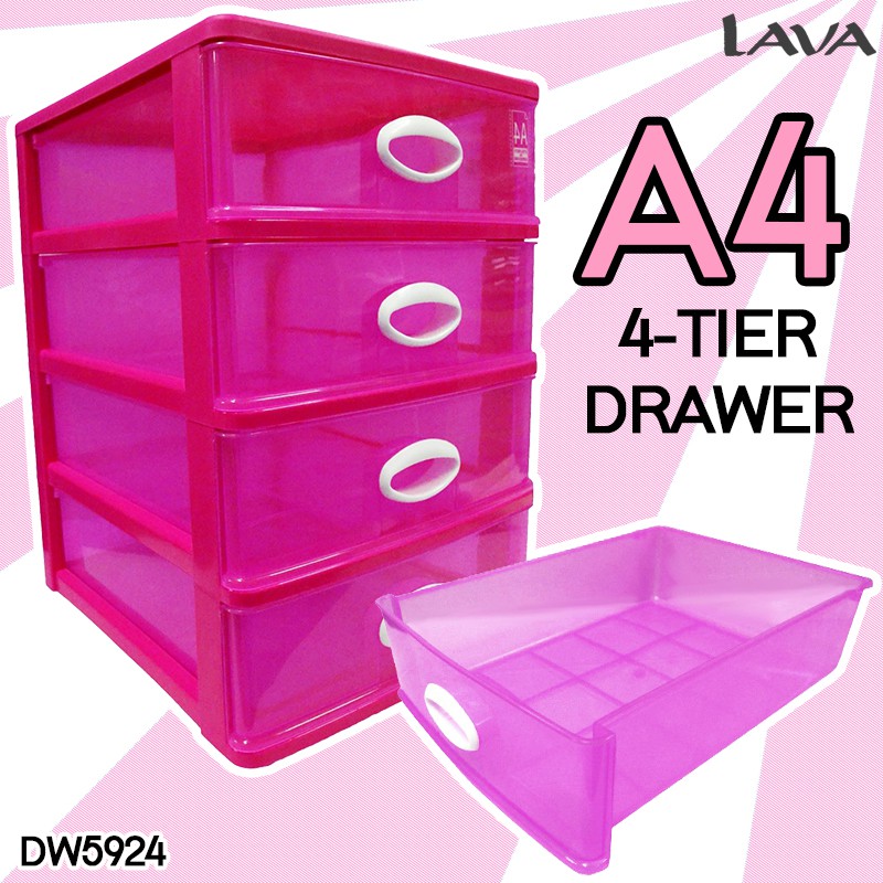 Lava A4 Drawer Organizer Home Office Make Up Storage 4 Tier