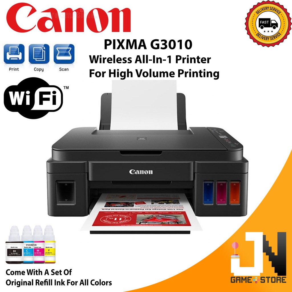 Canon Pixma G3010 All In 1 Print/Scan/Copy/Wifi Wireless Hybrid Color