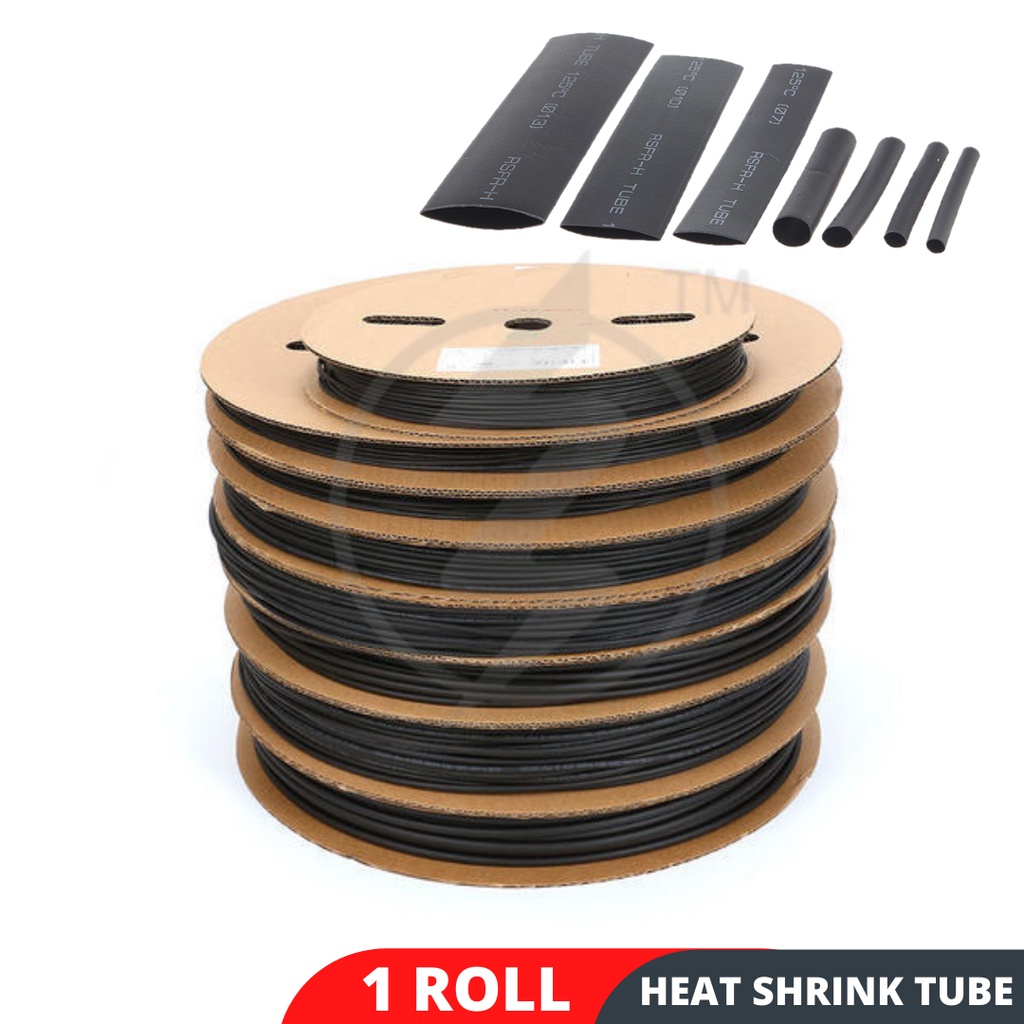 [ 1 Roll ] Heat Shrink Tube Heat Shrinkable Sleeving Black Color 2mm