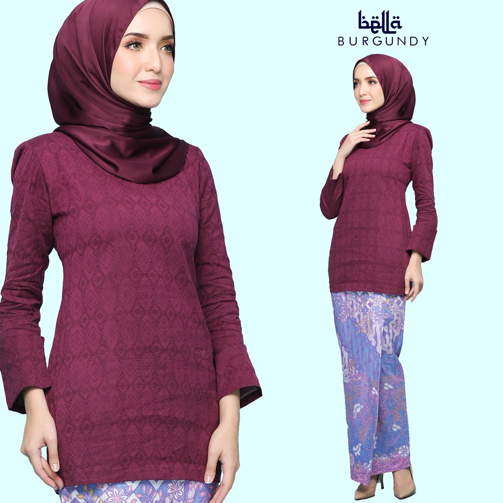 burgundy baju kurung