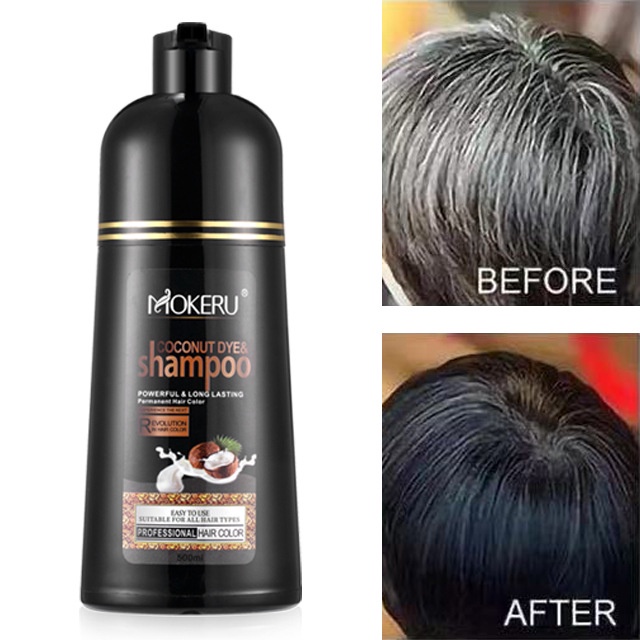 Mokeru Natural Coconut Oil Hair Dye Shampoo White Hair Turn To Black Hair  Covering White Grey Hair Hair Colour Shampoo | Shopee Malaysia