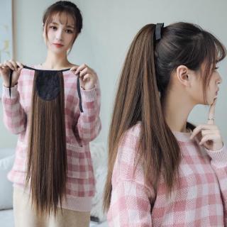 Long Straight Clip in one Piece Synthetic Hair Extension / False Hair Ponytail Hairpiece With Hairpins / Pony Tail Black Brown Hairpiece