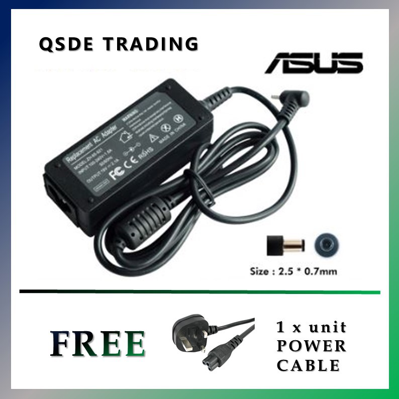 Laptop Replacement Charger for Asus Eee-PC x101H 1005-HA Series 19V 2.1A (40W) 2.5*0.7mm Notebook