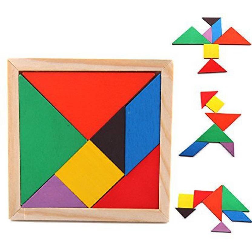 Wooden Triangle Jigsaw Puzzle 7 Piece Square Solid Wood Brain Teaser Wooden Puzzle Shopee Malaysia 