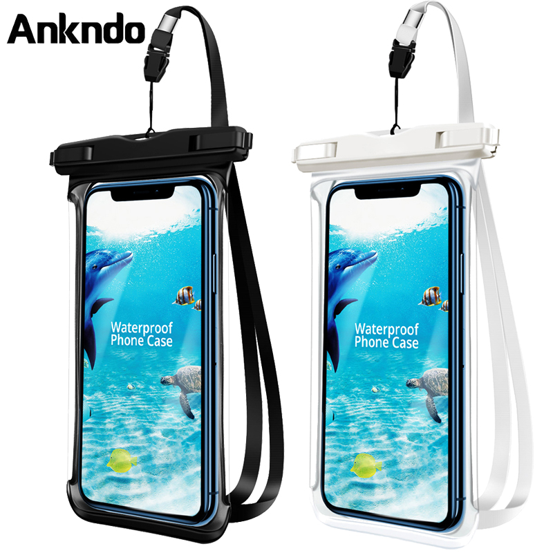 Ankndo Waterproof Phone Case for Universal Smartphone Case Box Full View Transparent Dry Bag Swimming Diving Case