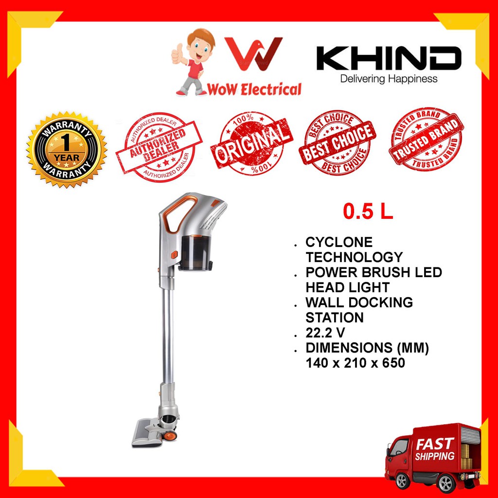 Khind Vacuum Cleaner VC9675 (2in1) Bagless Cordless Stick Handheld