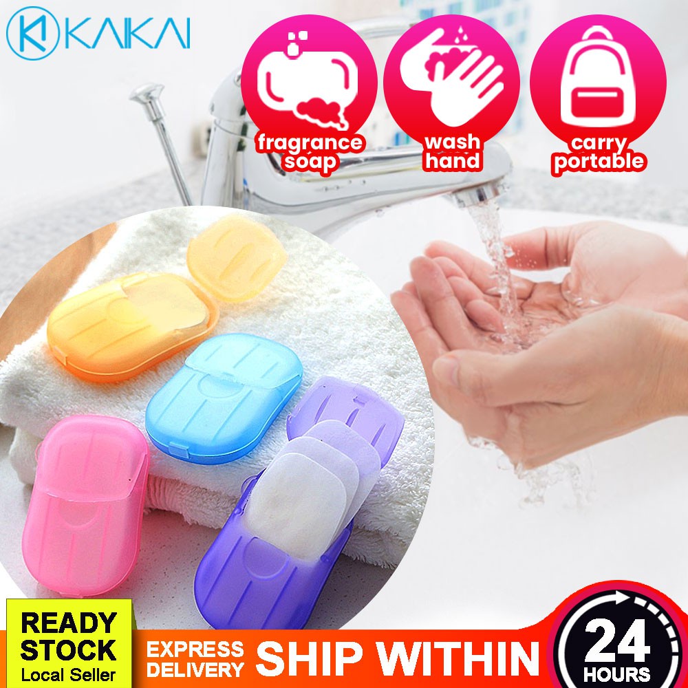 PROMO Travel Disposable Soap Washing Hand Bath Sabun Tangan Kertas 20 Sheets Scents Paper Portable Mini Box