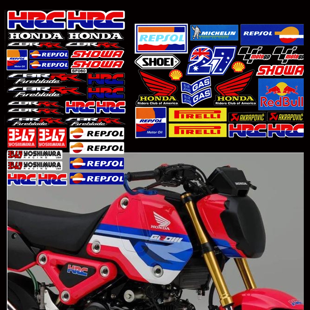 HRC Reflective Motorcycle Stickers Motorcross Trunk Body Helmet Decals ...