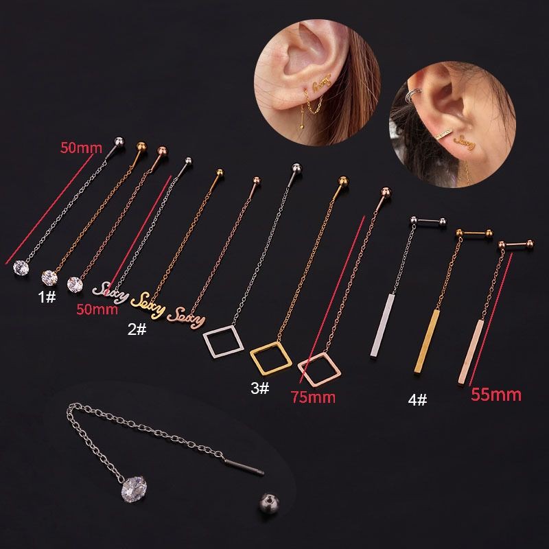 1/2pcs EG15 Korean stainless steel helix new pendant ear bone studs geometric shape earrings female foreign trade