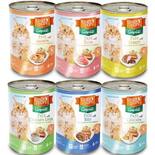 Cindy Recipe Complete Pate Cat Canned Wet Food 6 Flavours 400G Shopee