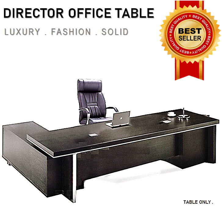Modern Wooden L Shape Boss Director Computer Desk Table Home Office Table with Drawer Cabinet Book Shelf / Meja Komputer
