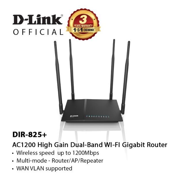 D-link DIR-825+ 4x7dBi High Power AC1200 Gigabit Wireless WiFi Router ...