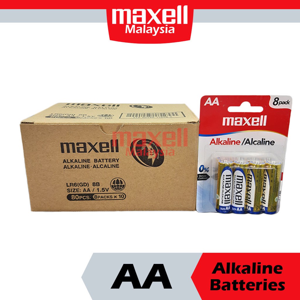 (Original) Maxell LR6 Alkaline AA Battery (8pc) Card Shopee Malaysia