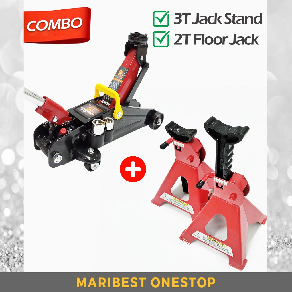 New Combo 3 Ton Jack Stand 2 Ton Heavy Duty Floor Jack With Socket