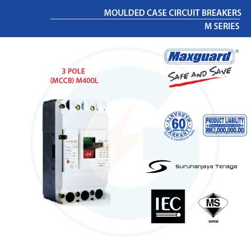 Maxguard 3p mccb moulded case circuit breakers 3 pole 50ka + shunt