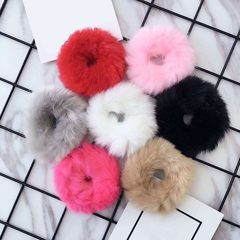Girl Fluffy Hair Band Faux Fur Furry Soft Elastic Hair Bands Ring
