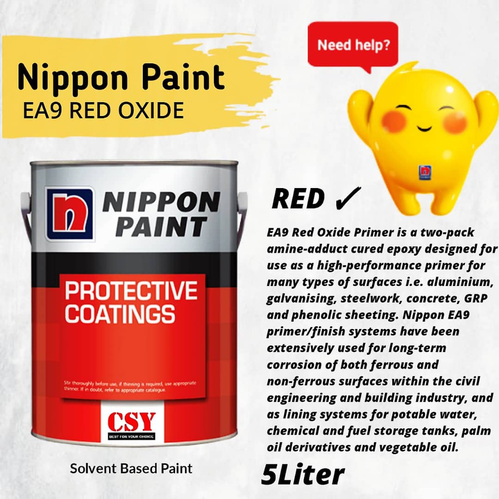 NIPPON PAINT EA9 Red Oxide Primer 5 Liter | Shopee Malaysia