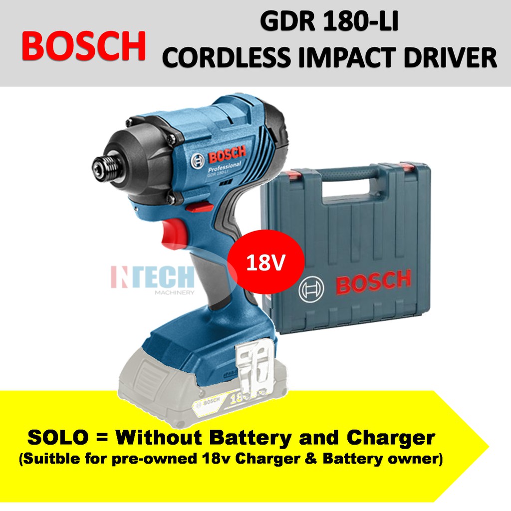 BOSCH GDR180LI CORDLESS IMPACT DRIVER (SOLO=WITHOUT BATTERY & CHARGER