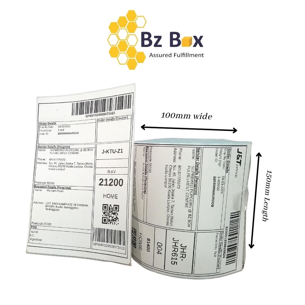 A6 size Airway Bill / Shipping Label / Thermal Paper (each roll 350pcs ...