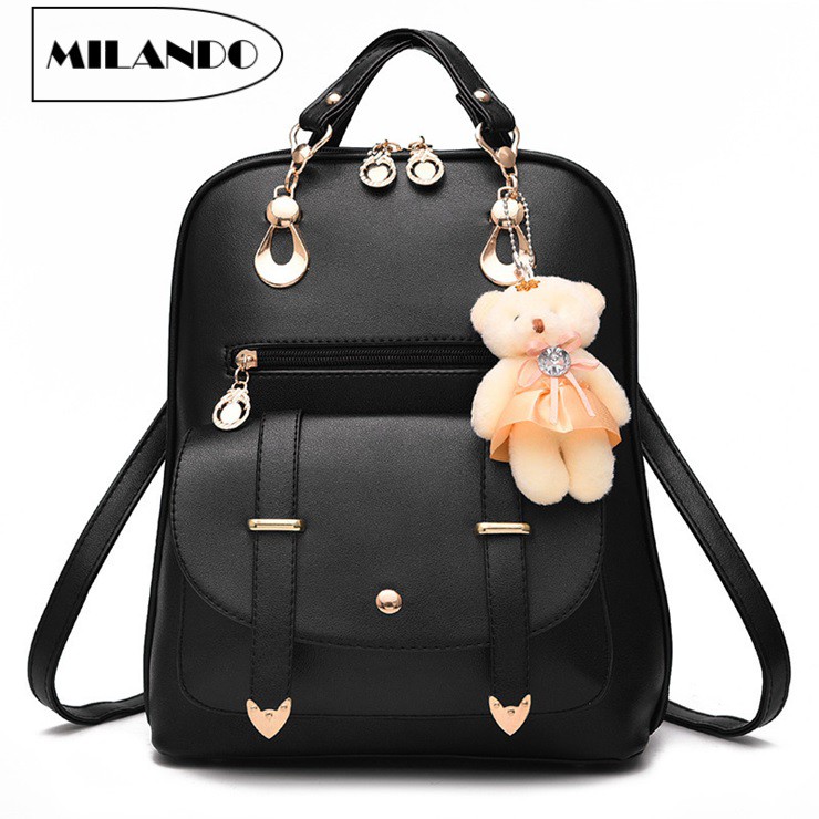 MILANDO Women Ladies PU Leather Backpack Casual Quilt Rucksack Bag Handbeg (Type 3)