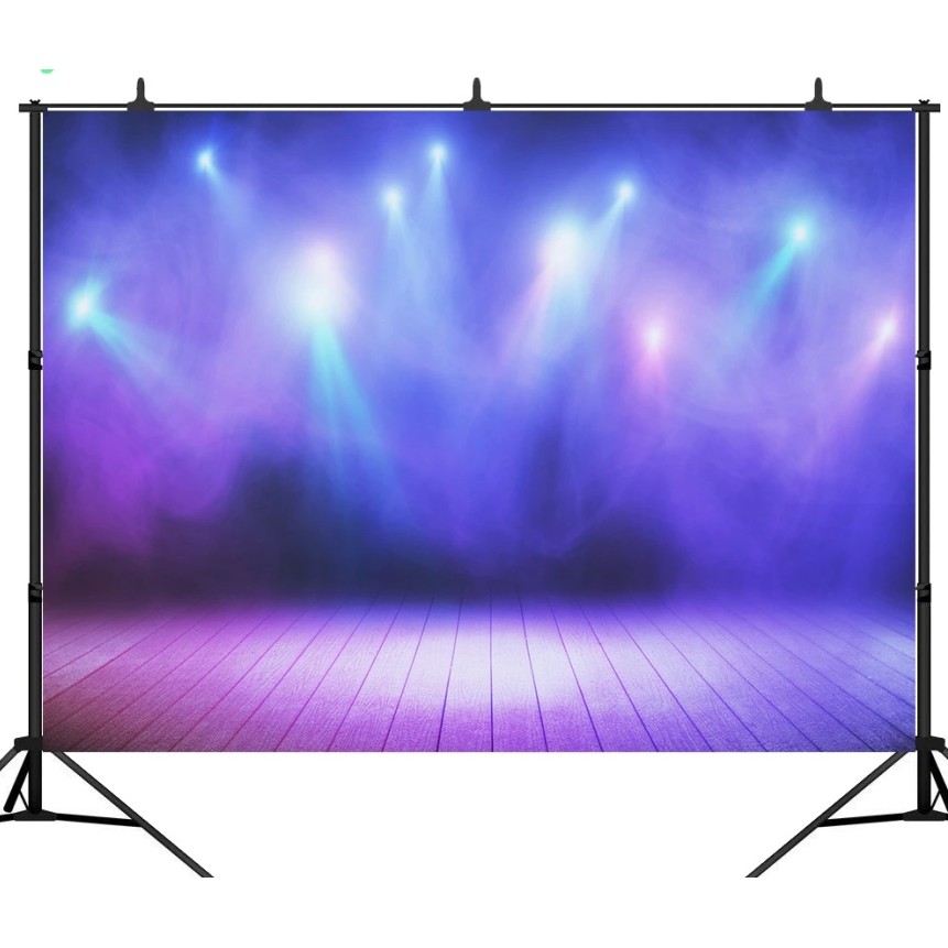 Wooden Stage Background Blue Smoke and Spotlights Party Vinyl Photo Studio  Props Photography Background | Shopee Malaysia