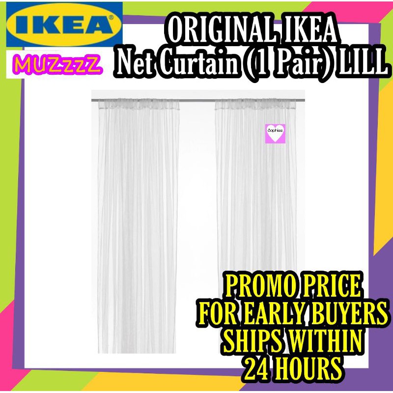 [READY STOCK] IKEA Net curtains, 1 pair, white 280x250 cm LILL langsir jaring Shopee Malaysia