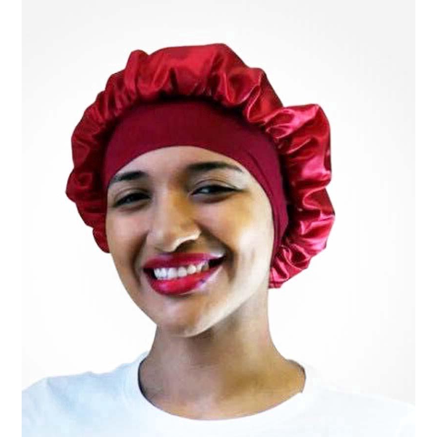 Essential Must Women Soft Solid Wide-Brimmed Silk Sleep Cap Bath Hair Care Elastic Bonnet Nightcap - Image 3