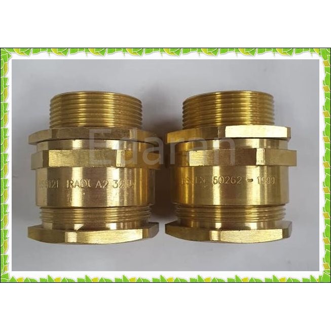RADI A2 32S BRASS CABLE GLAND WITH LOCK NUT (CABLE DIAMETER 19MM TO