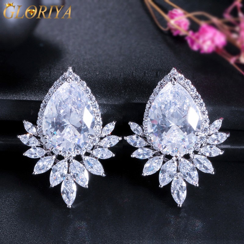 large diamante stud earrings