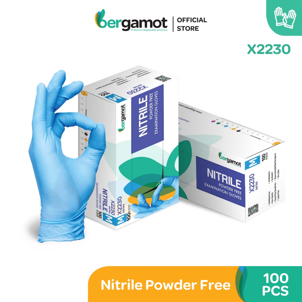 X2230 Bergamot Nitrile Gloves Powder Free Examination Gloves S / M / L