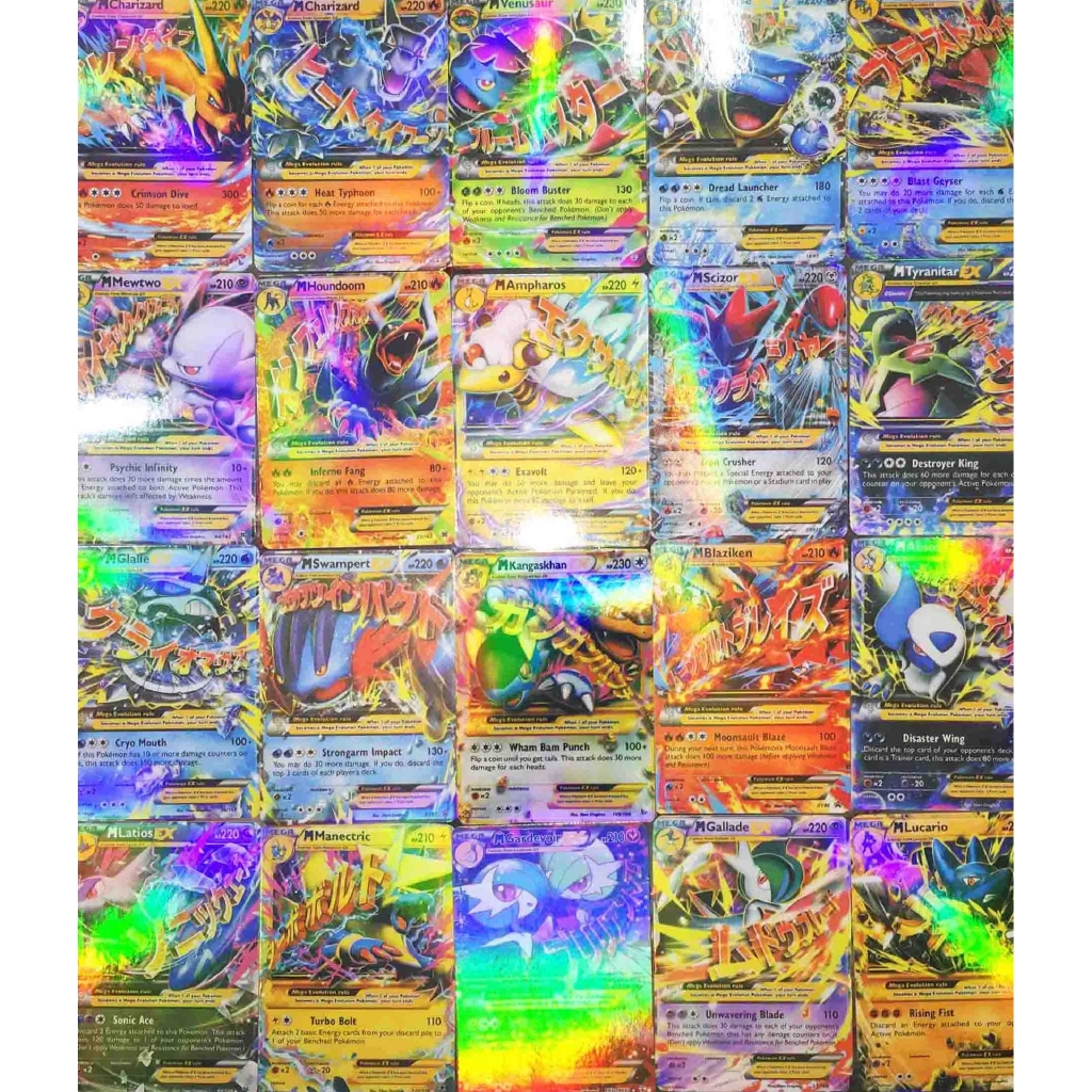 20pcs New Pokemon Ex Card All Mega Holo Flash Trading Cards Charizard Shopee Malaysia