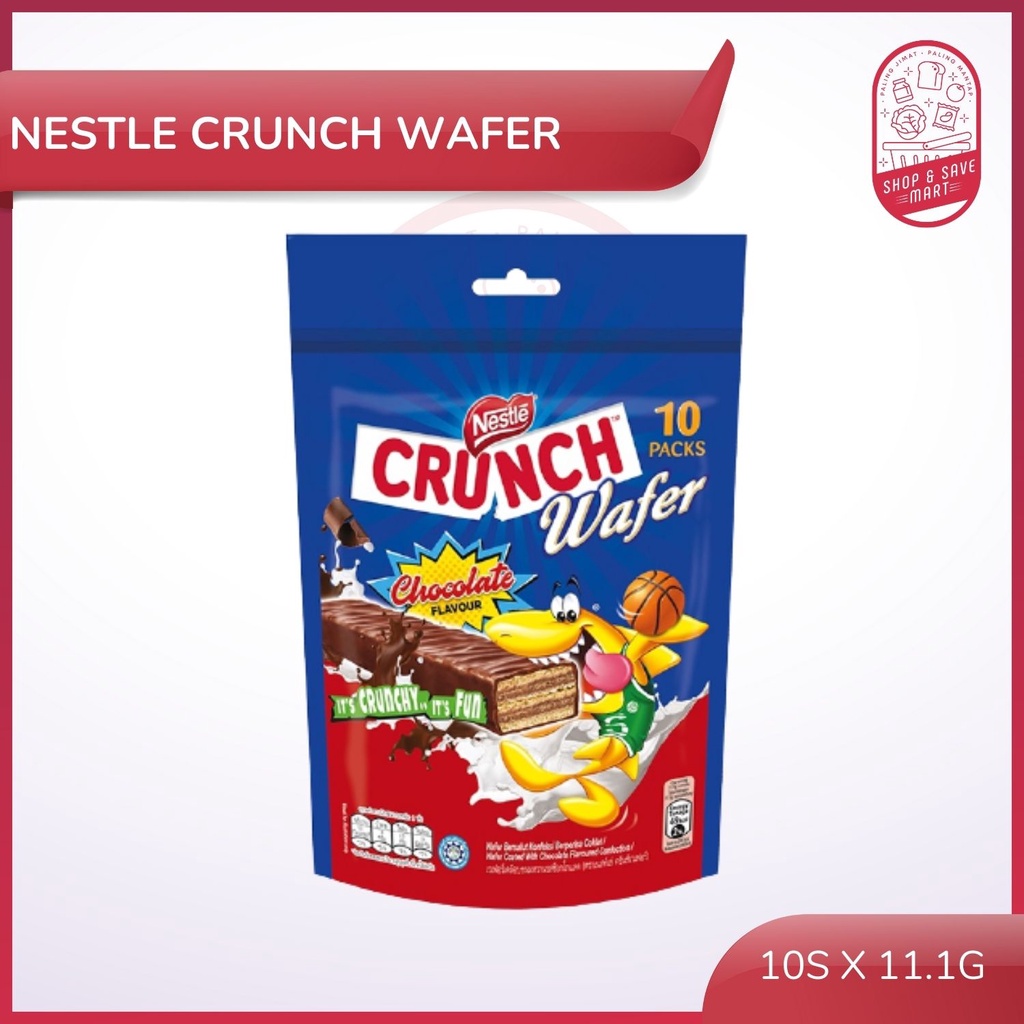 Nestle Crunch Wafer Chocolate Sharebag (10s x 11.1g) 111g Coklat Nestle Crunch Wafer
