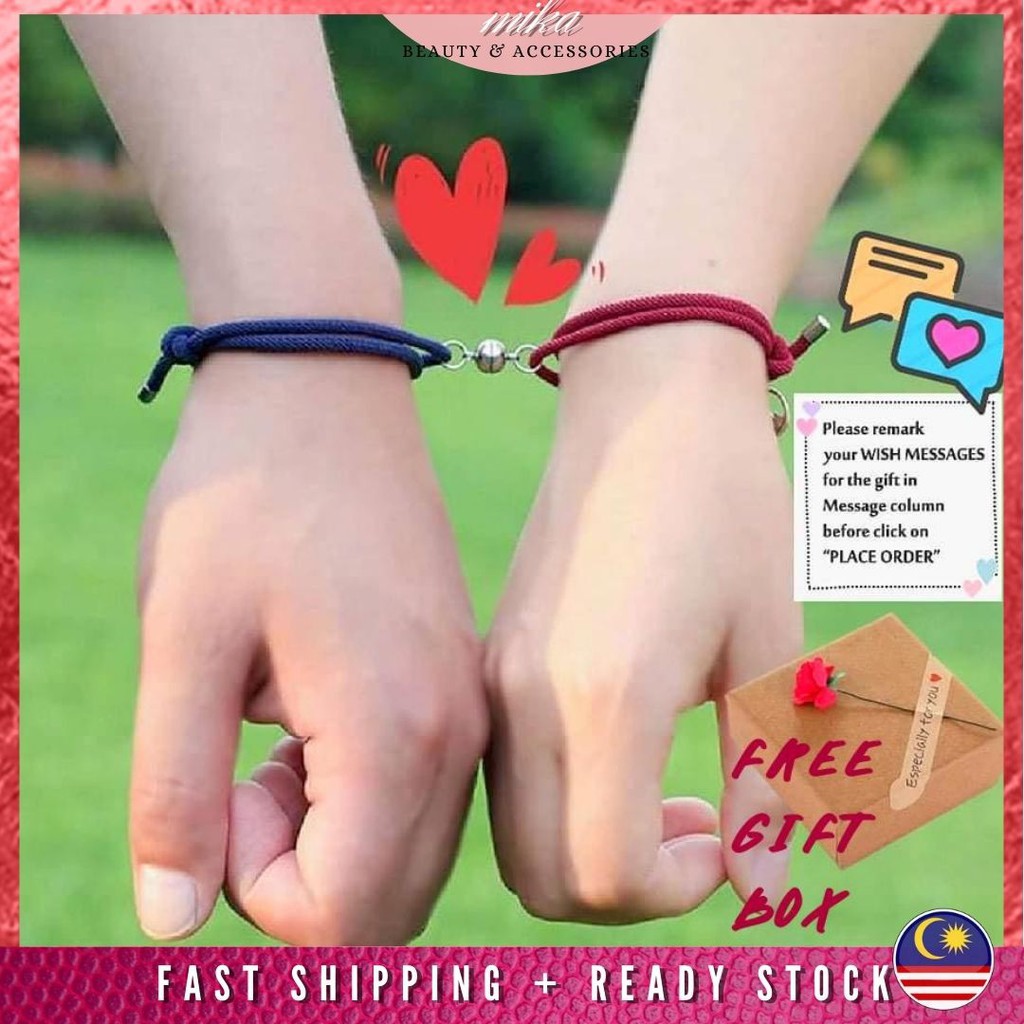 2pcs Set Couple Bracelet Gelang Tangan Perempuan Gelang Couple Magnet Bracelet Friendship Bracelet For Women Gelang Bff Shopee Malaysia