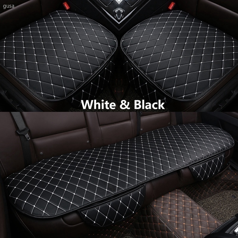 3pcs PU Leather Car Seat Cover Set Front /& Rear Cushion Full Set Mat Universal