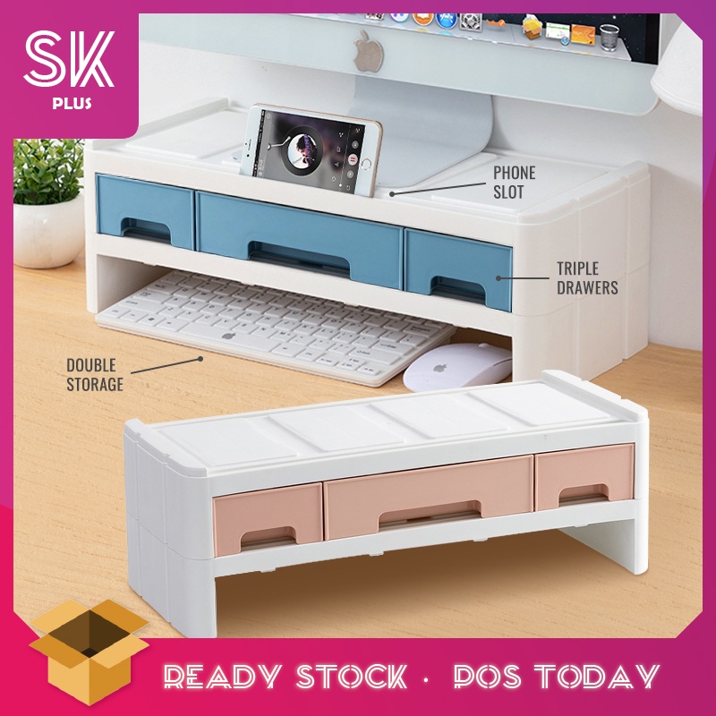 SKplus Plastic Desktop Computer Storage Display Drawer Shelf Rak