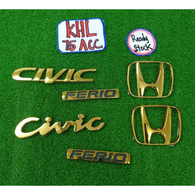 Civic ferio ek eg gold emblem badge