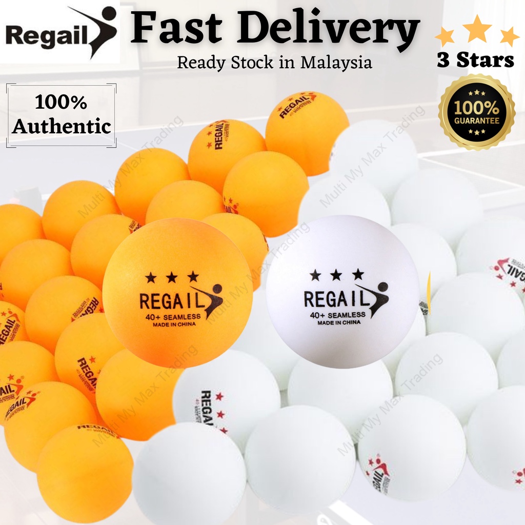 100% Authentic Regail 3-Stars 40+ Seamless Ping Pong Balls (Orange/White Table tennis balls)