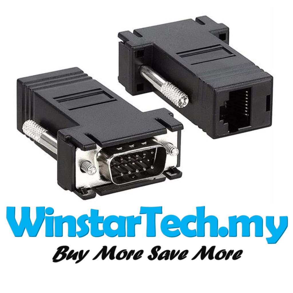VGA Male / Female to RJ45 LAN CAT5 CAT6 Network Cable Adapter Extender