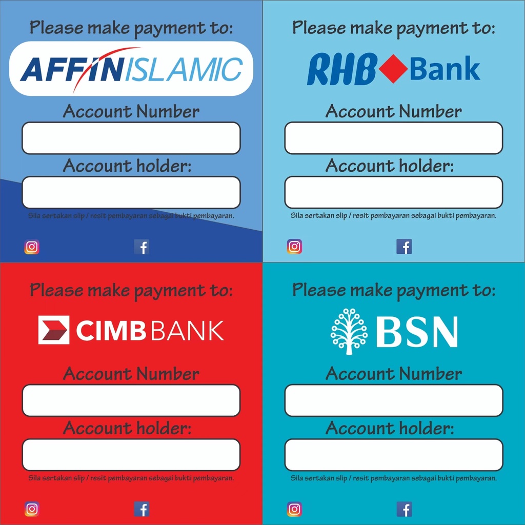 Bank Account Number And Name Sticker Bank Account Sticker | Shopee Malaysia